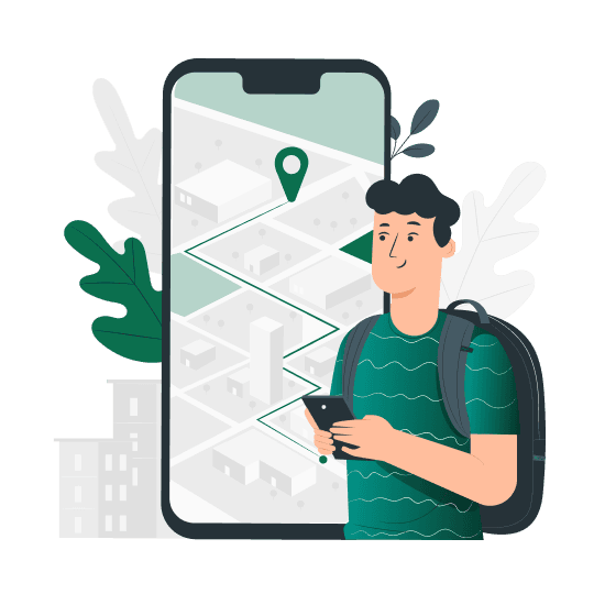Illustration of someone tracking a trip in real time